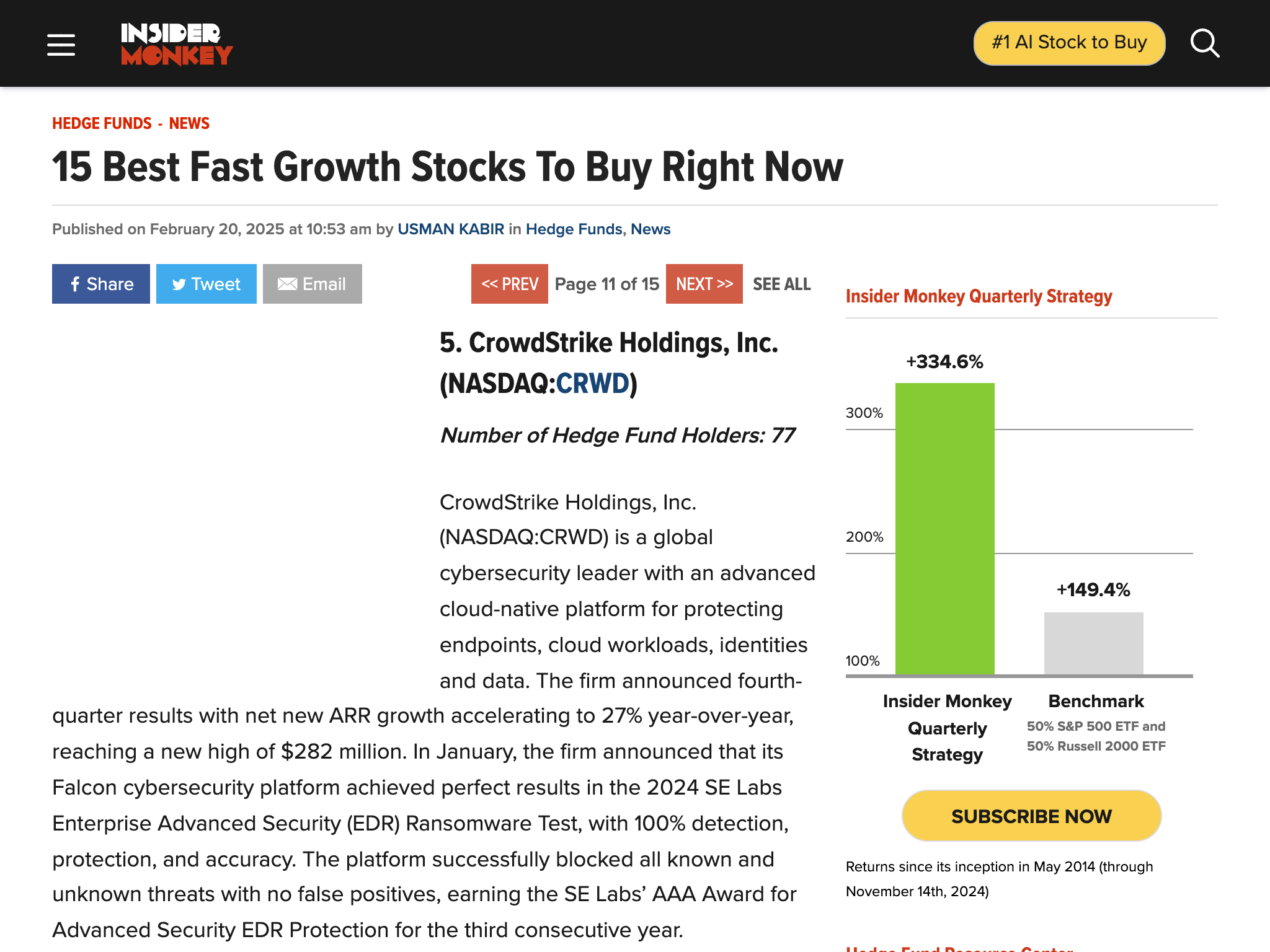 15 Best Fast Growth Stocks